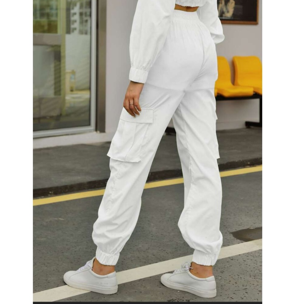 Shein Drawstring Waist Solid Cargo Pants - Picture 3 of 5